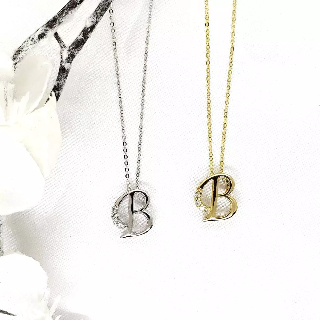 10k Gold Diamond Initial Necklace