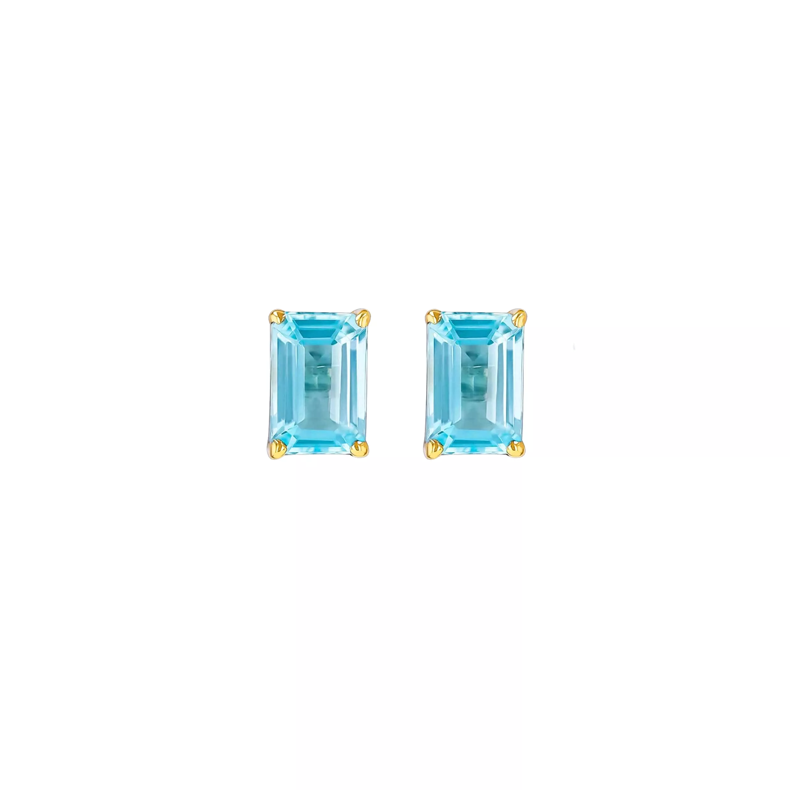 14K & 18K Gold Blue Topaz Stud Earrings, 5 x 3 mm