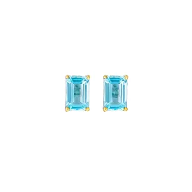 14K & 18K Gold Blue Topaz Stud Earrings, 5 x 3 mm