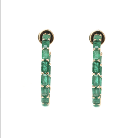 14K & 18K Gold Emerald Hoop Earrings