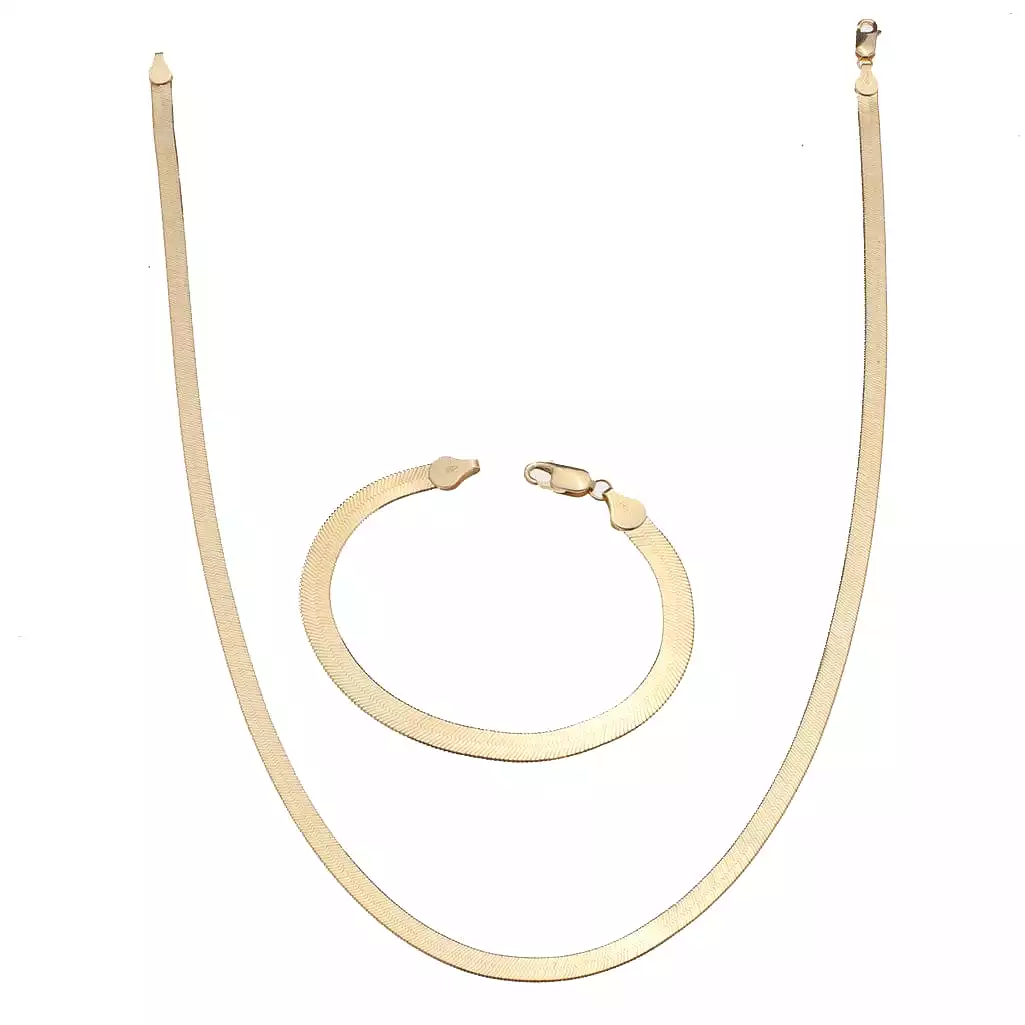 14K & 18K Gold Herringbone Chain Necklace 4.5mm