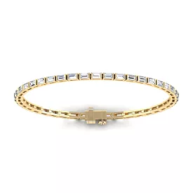 14K & 18K Gold horizontal Baguette Cut DiamondTennis Bracelet 7 ct, 4-prong setting, Lab Grown