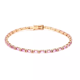 14K & 18K Gold Pink Sapphire Baguette Tennis Bracelet, East West