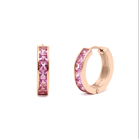 14K & 18K Gold Pink Sapphire Hoop Earrings