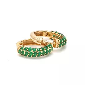 14K & 18K Micro-Pave Emerald Hoop Earrings