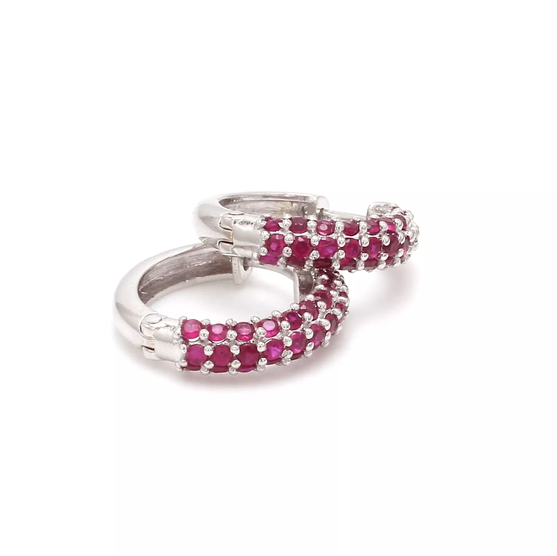 14K & 18K Micro-Pave Ruby Hoop Earrings