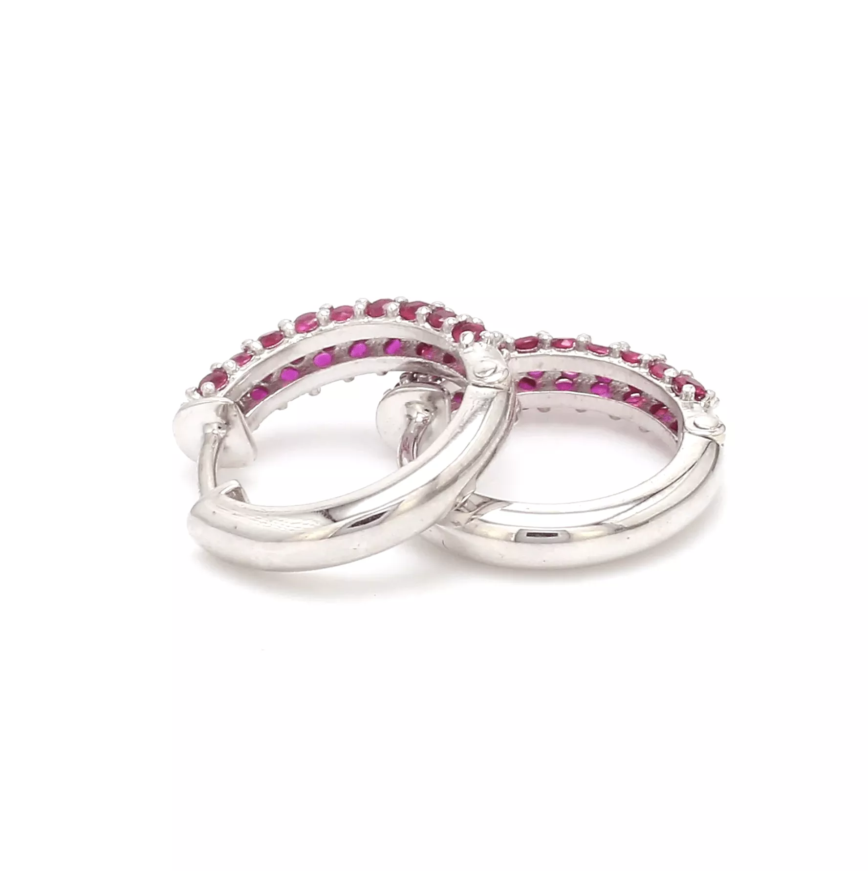 14K & 18K Micro-Pave Ruby Hoop Earrings