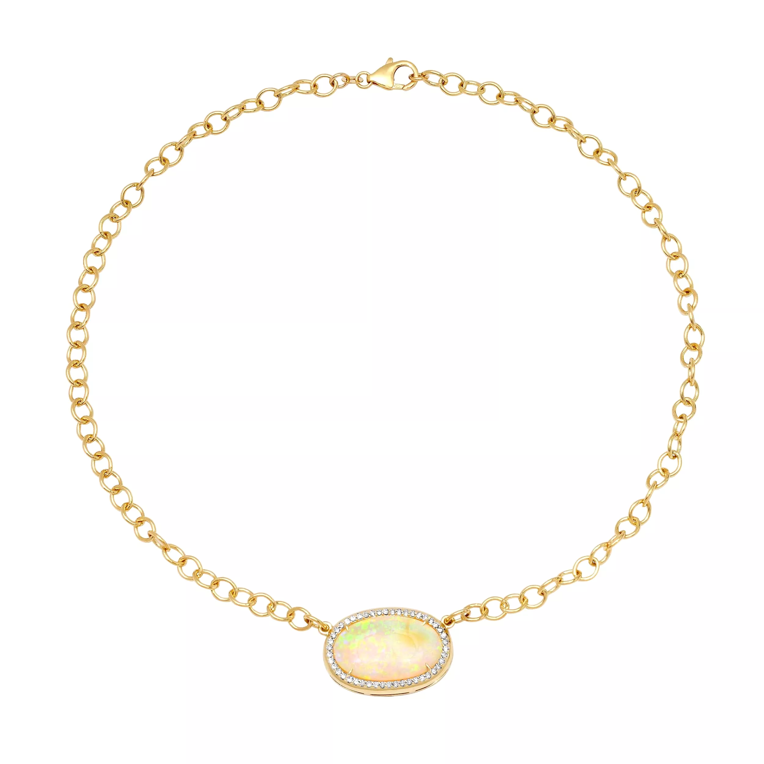 14K & 18K Opal & Diamond  Necklace