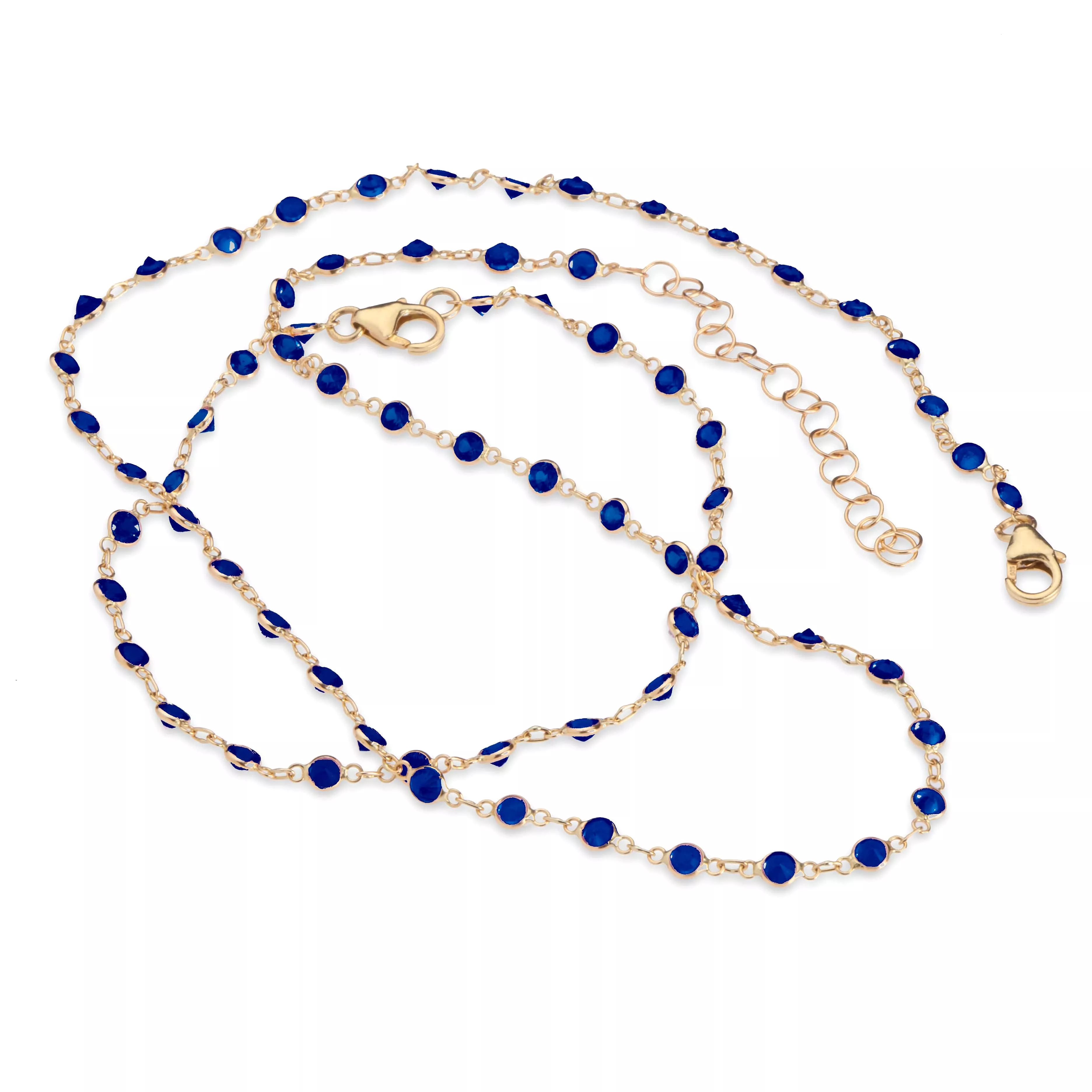 14K Gold Blue Sapphire Strand Bracelet