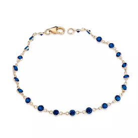 14K Gold Blue Sapphire Strand Bracelet