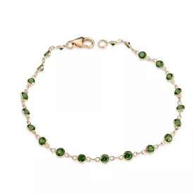 14K Gold Emerald Strand Bracelet