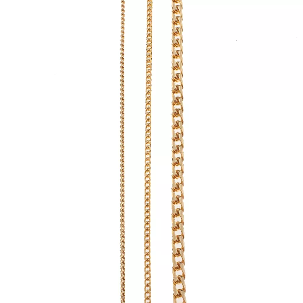 14K Gold Small Franco Diamond Cut Necklace 1.5mm