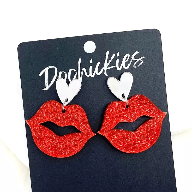 1.5 Lil' Smooch Acrylic Dangle Earrings