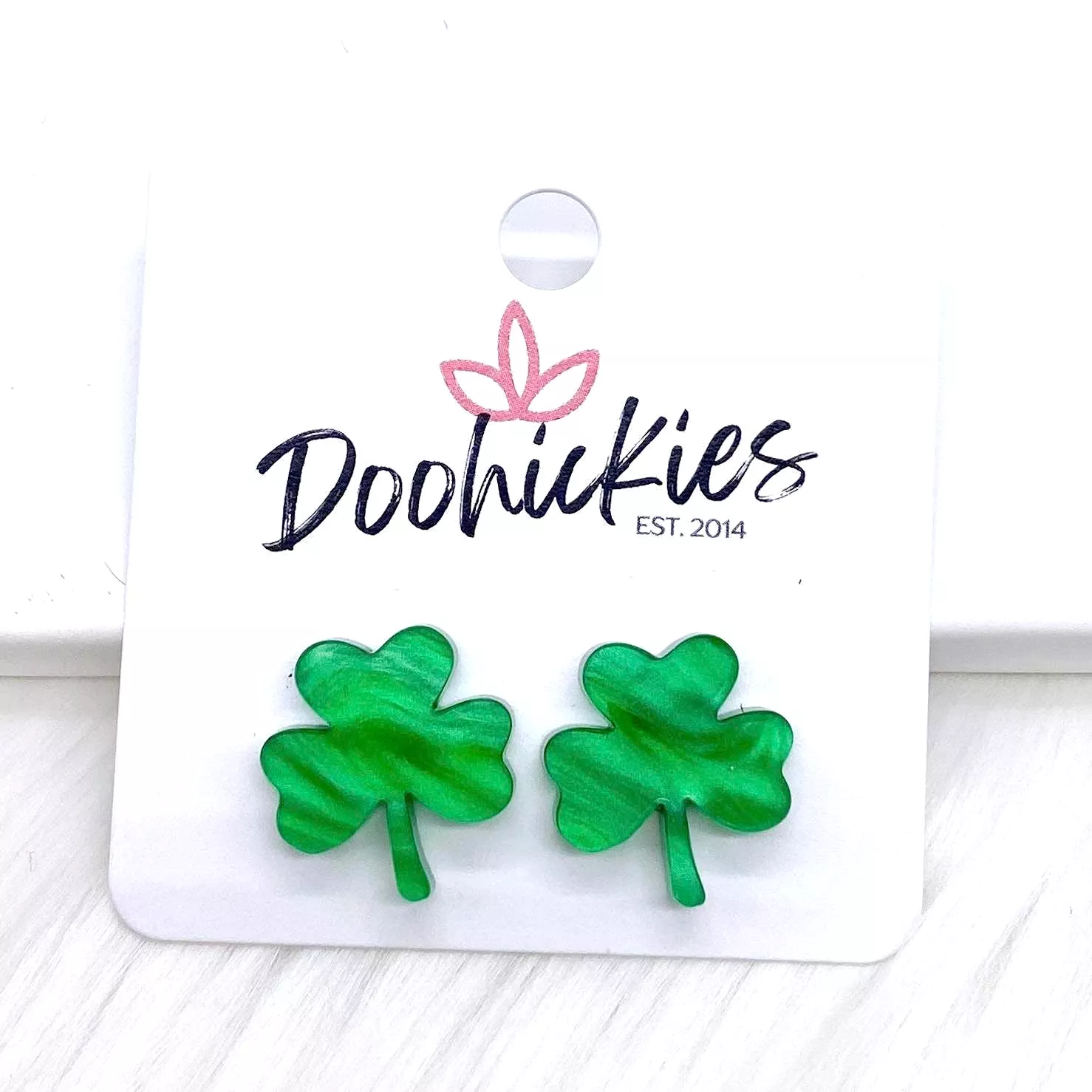 16mm Acrylic Clover Stud Earrings (3 Colors to choose from)