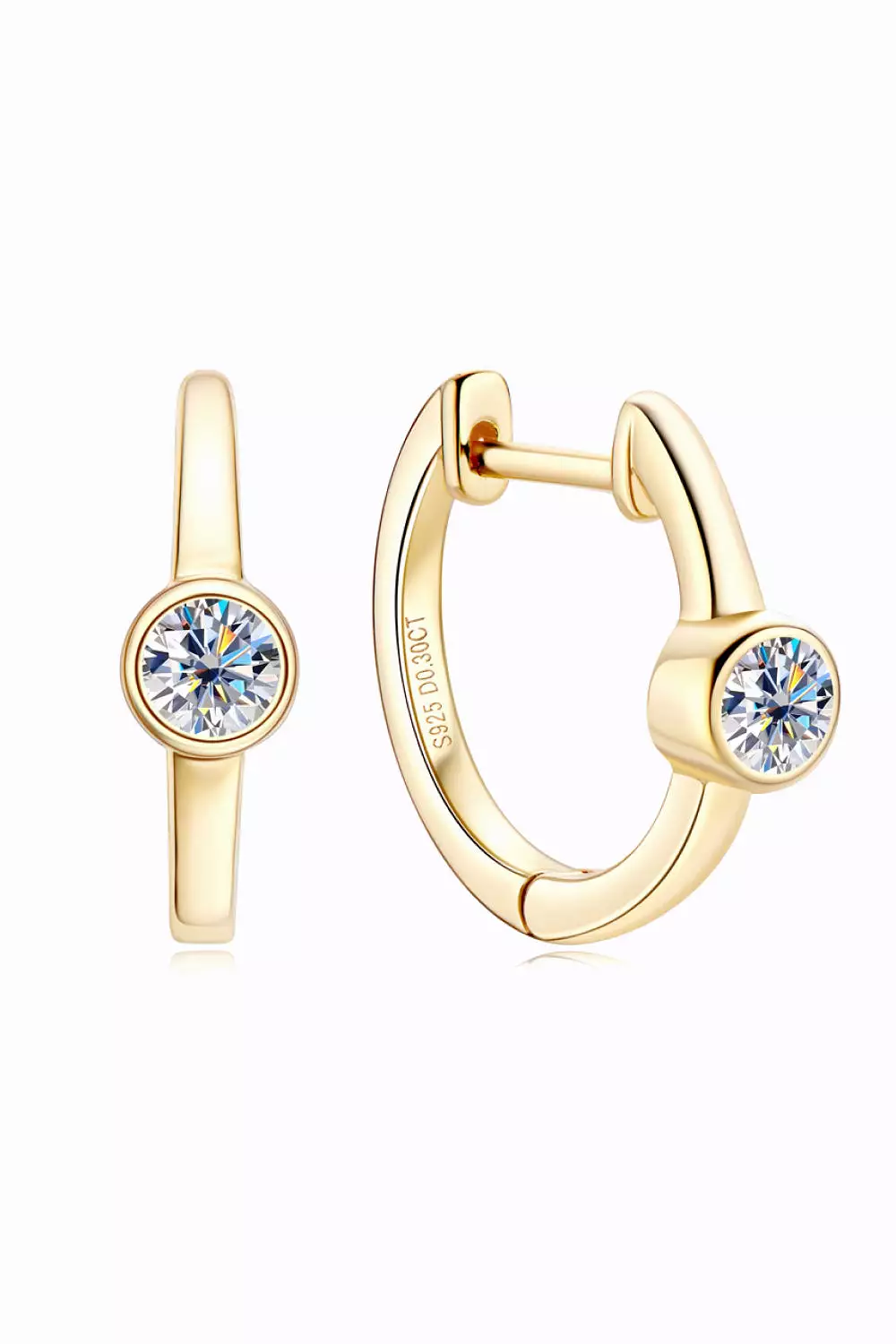 18k Gold-Plated Inlaid Moissanite Huggie Earrings