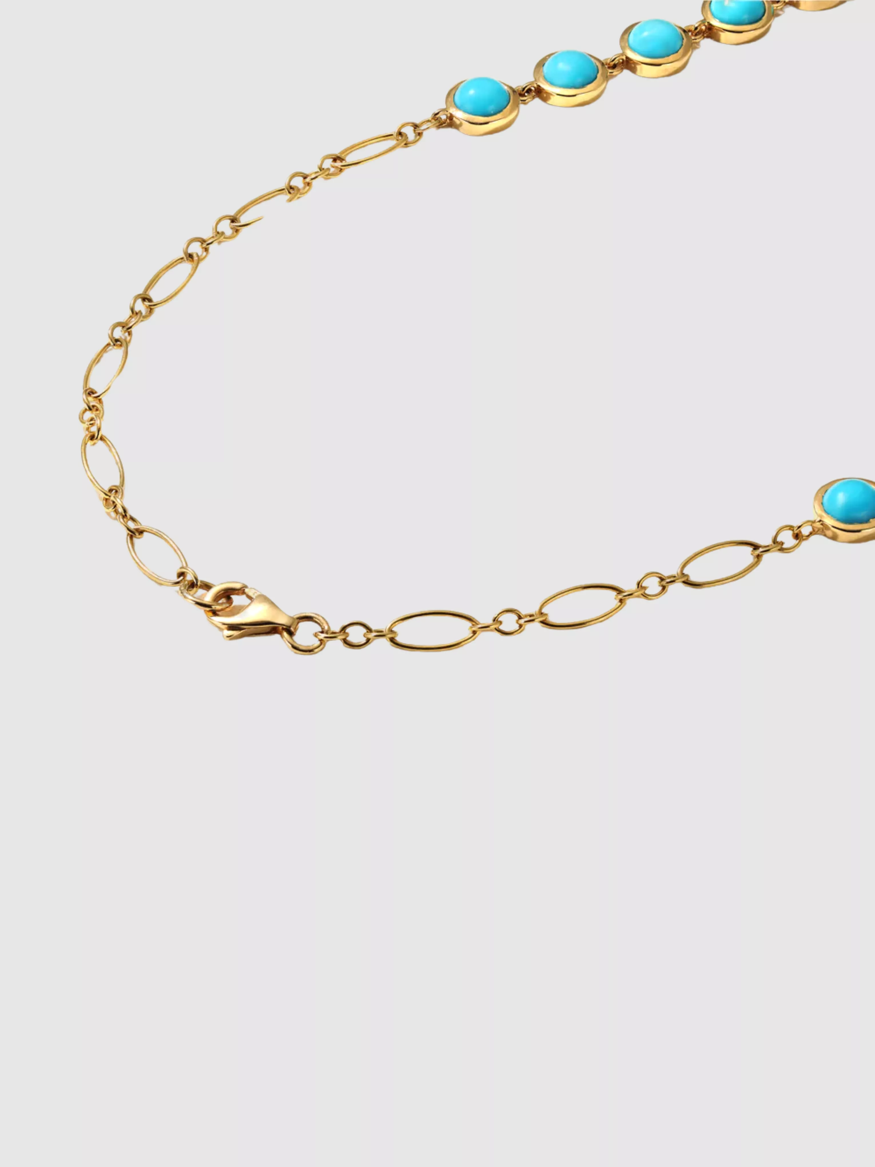 18K Yellow Gold Bubble Diamond and Turquoise Necklace