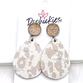 2 Champagne & Nude Leopard Dangle Earrings