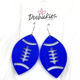 2 Shiny Football Acrylic Dangles Blue