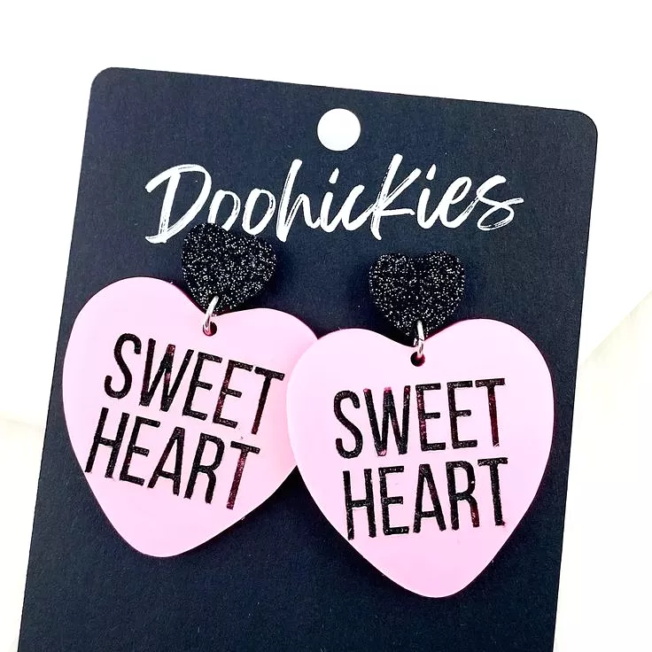 2 Sweet Heart Dangle Earrings