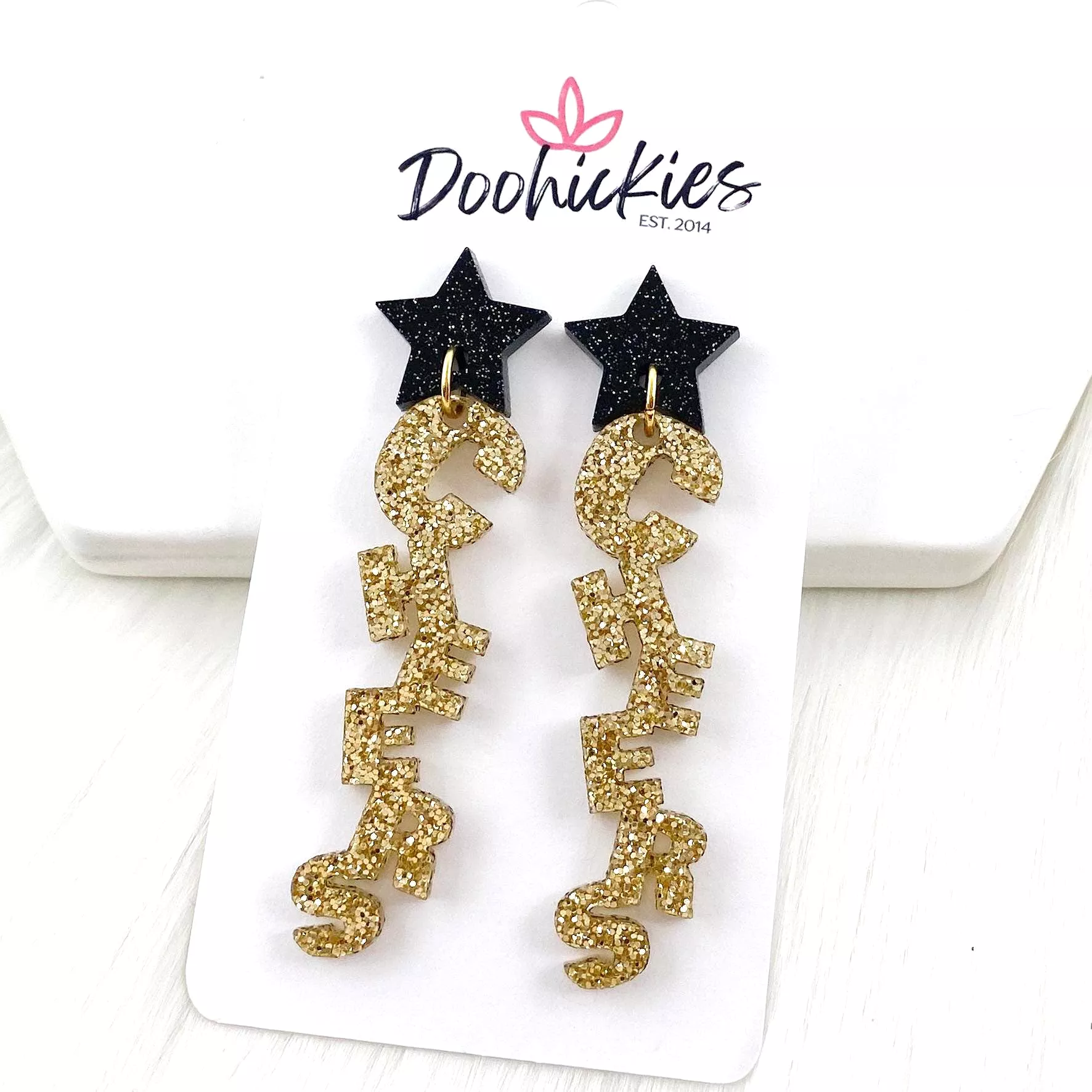 2.75 Cheers Acrylic Dangles  (Gold or Silver)