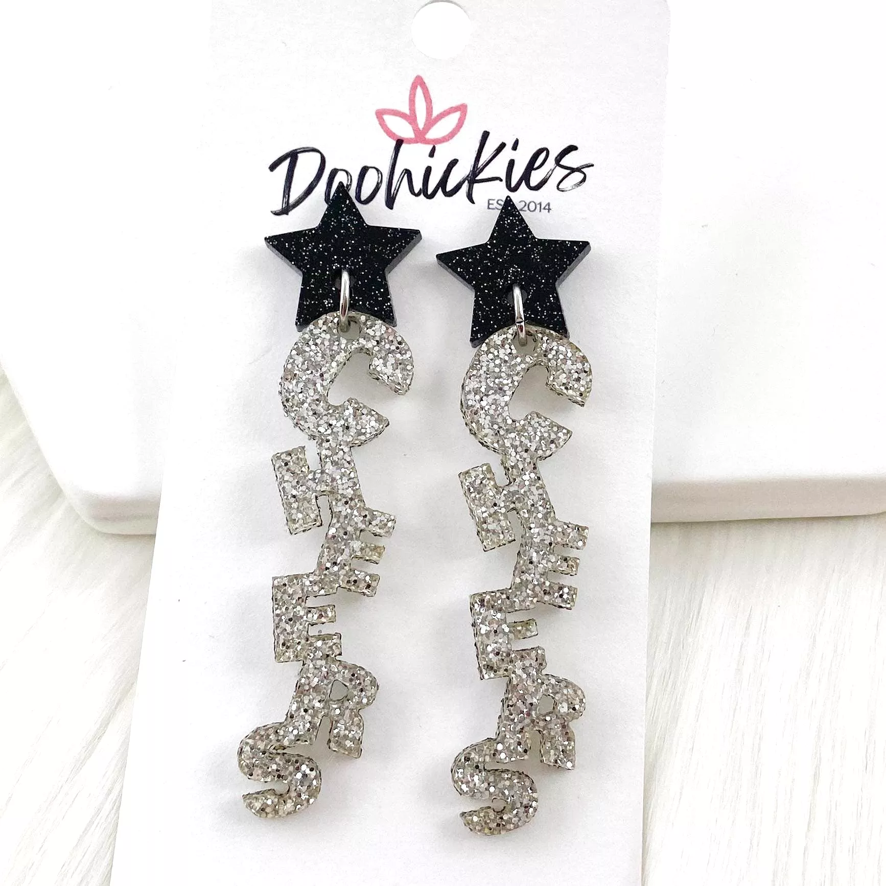 2.75 Cheers Acrylic Dangles  (Gold or Silver)