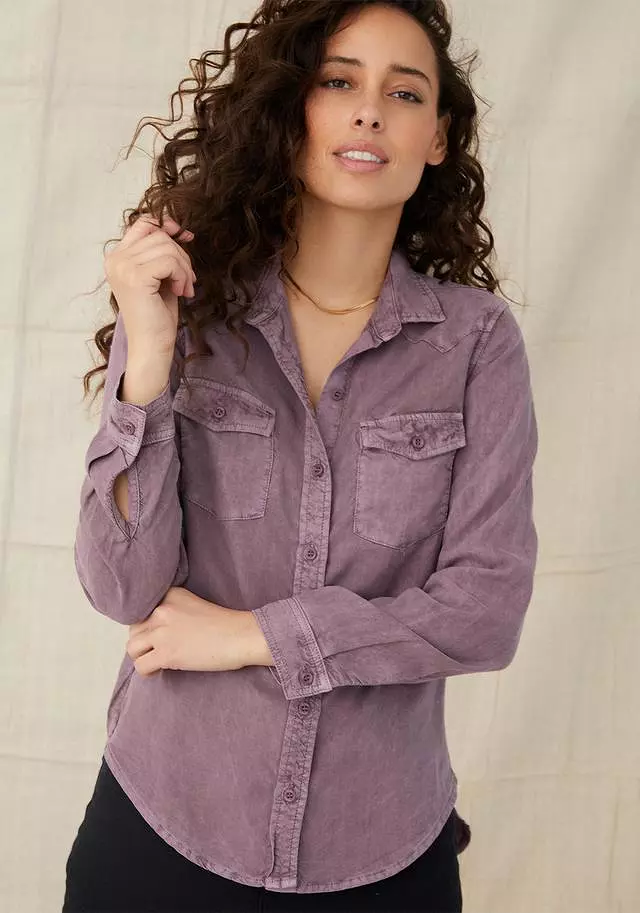 Amethyst Flap Pocket Button Down Shirt