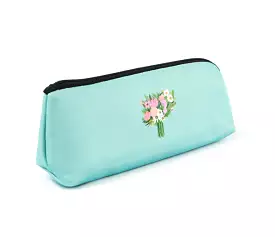 Aquamarine Pink Rose Bouquet Graphic Pencil Cases Stationery Zipper School 19cm Office Cosmetics Pouches Artists Designer Prints