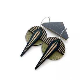 Architectural Leather + Birch Earring: Olive Naja