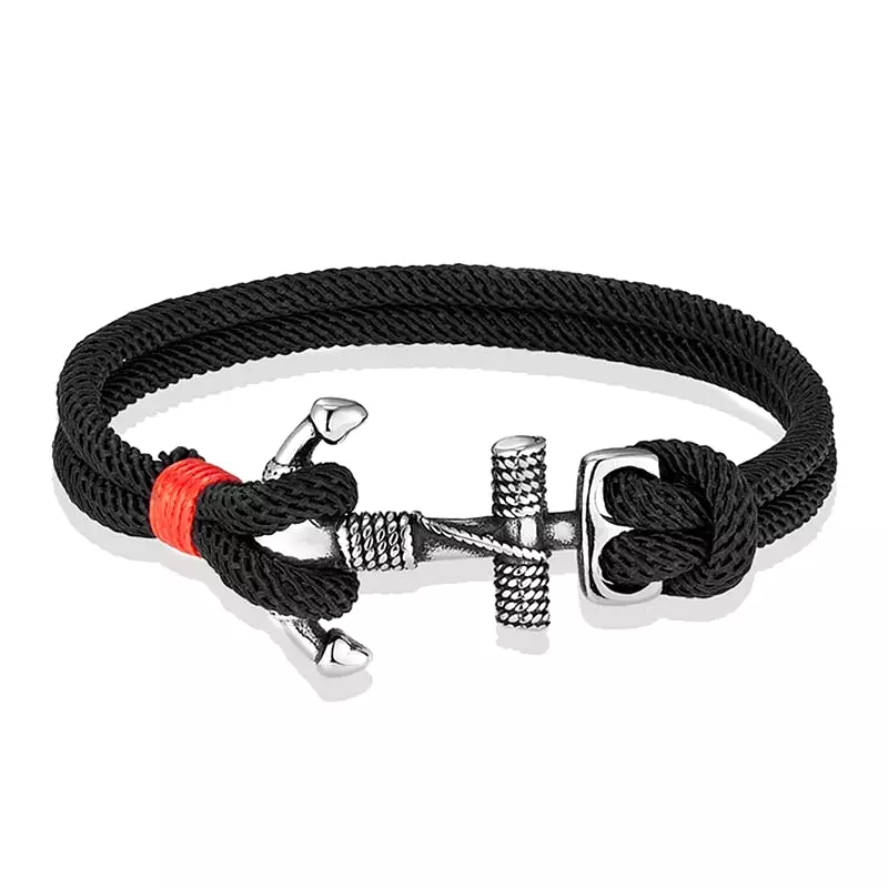 Ashore Shop Waterproof Anchor Bracelets Men Double Strand Nautical Survival Rope Bracelet For Women Stainless Steel