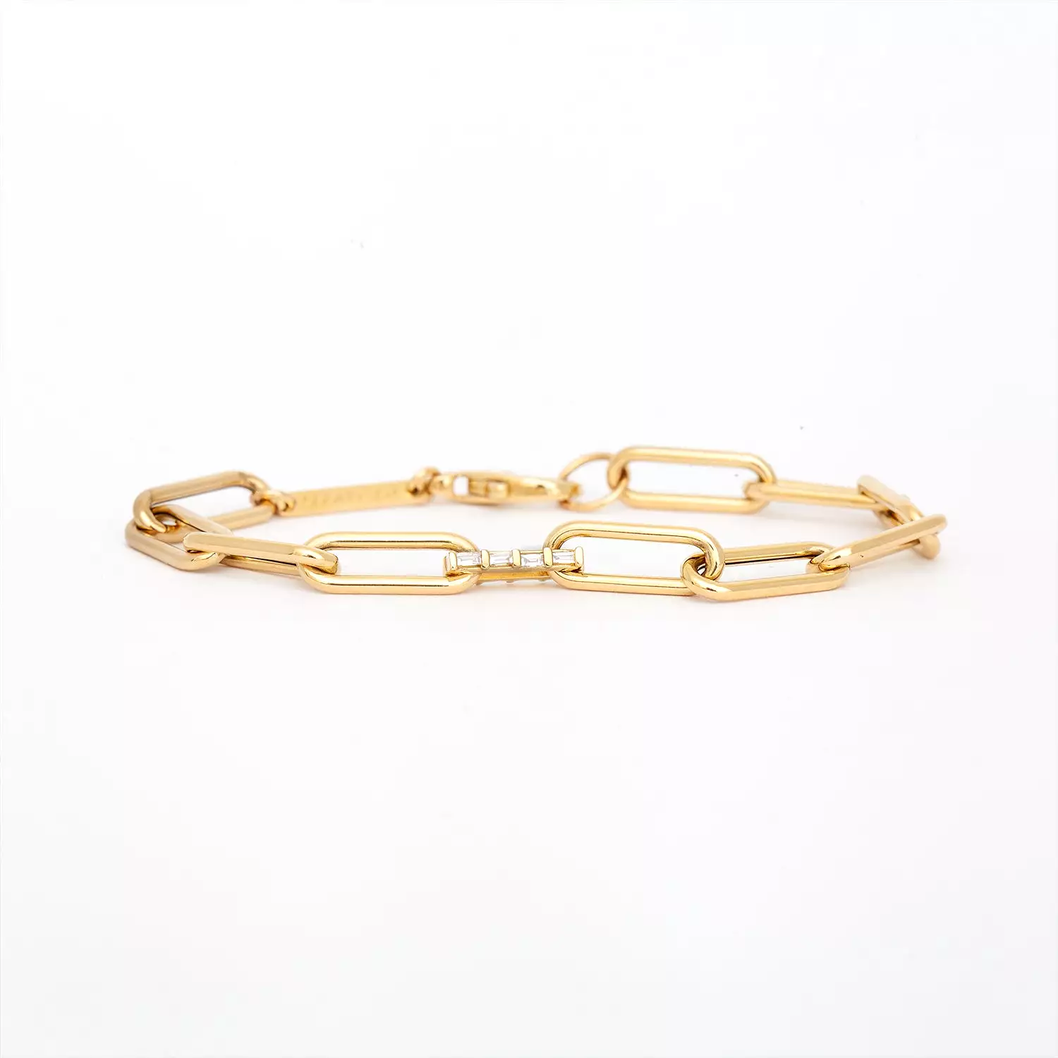 Baguette Diamond Paperclip Chain Bracelet