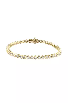 Bezel Set Diamond Tennis Bracelet - 3.5 CTW White Diamonds Yellow Gold