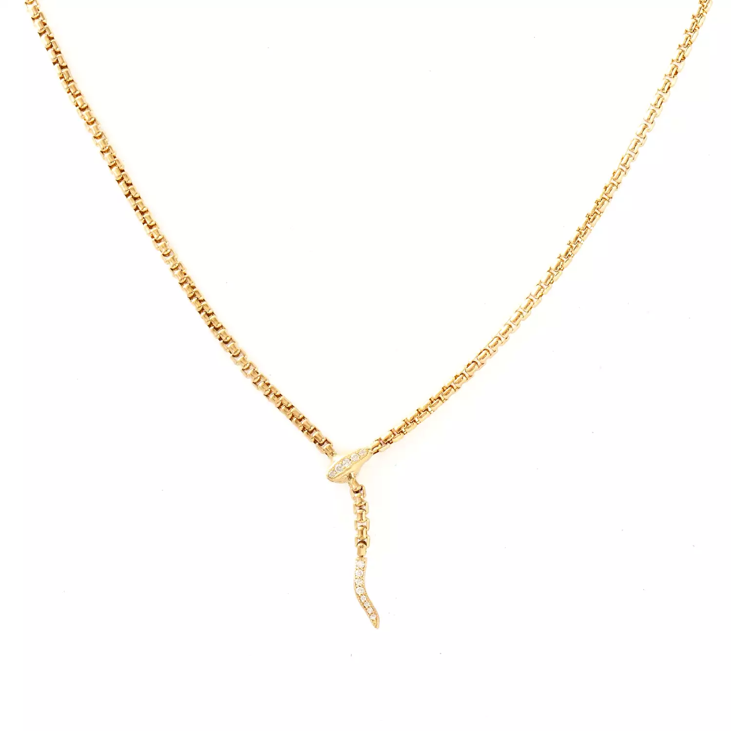 Box Chain Snake Lariat Necklace