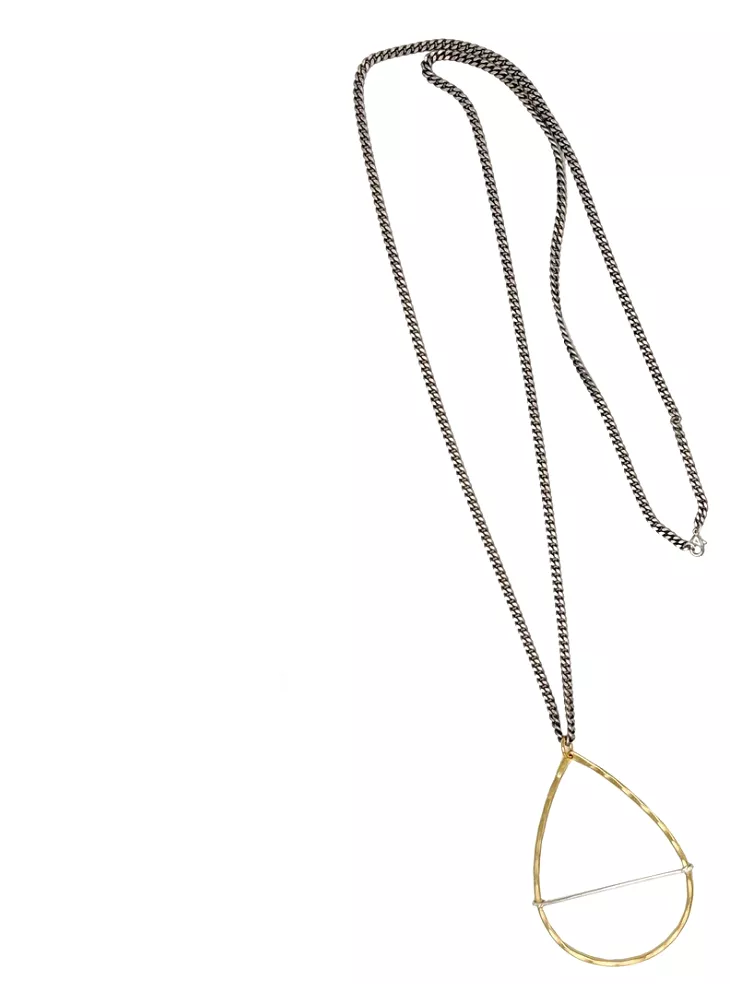 Brass Teardrop Bar Necklace