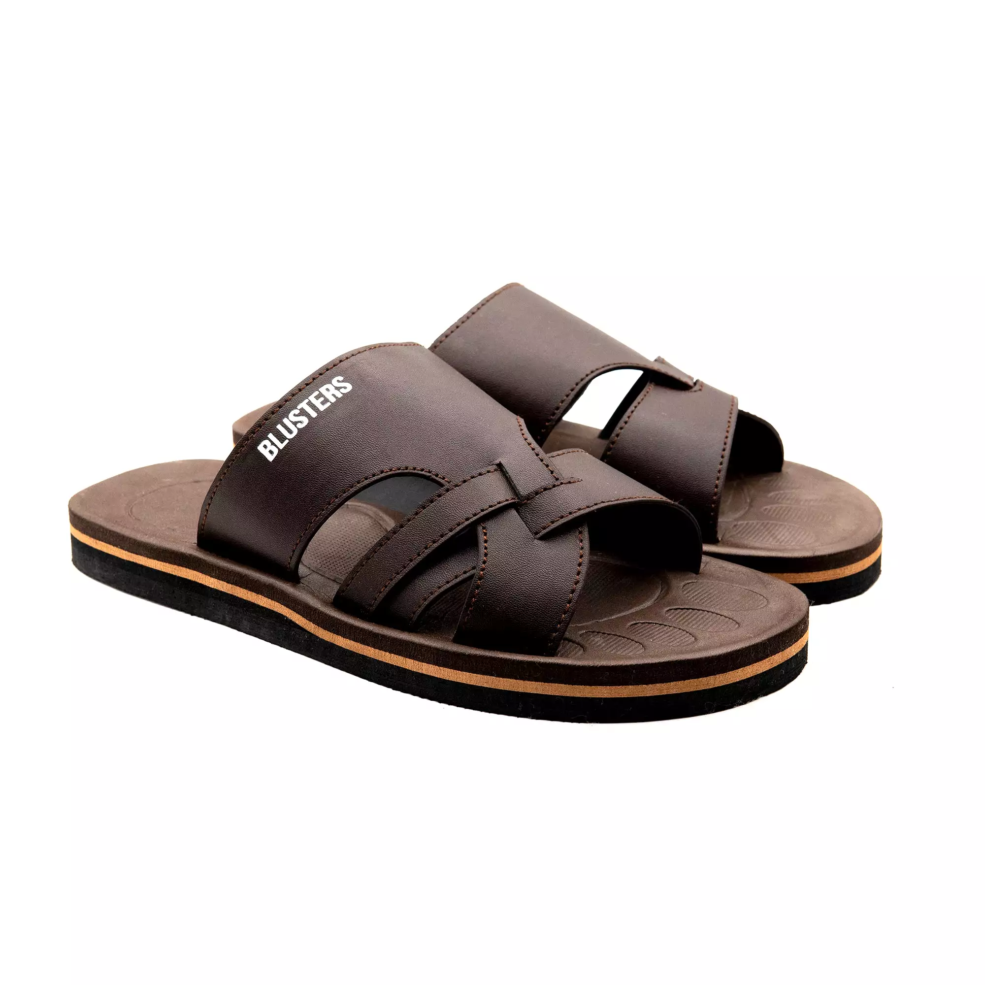 Brown Triple Cross Comfy Slippers