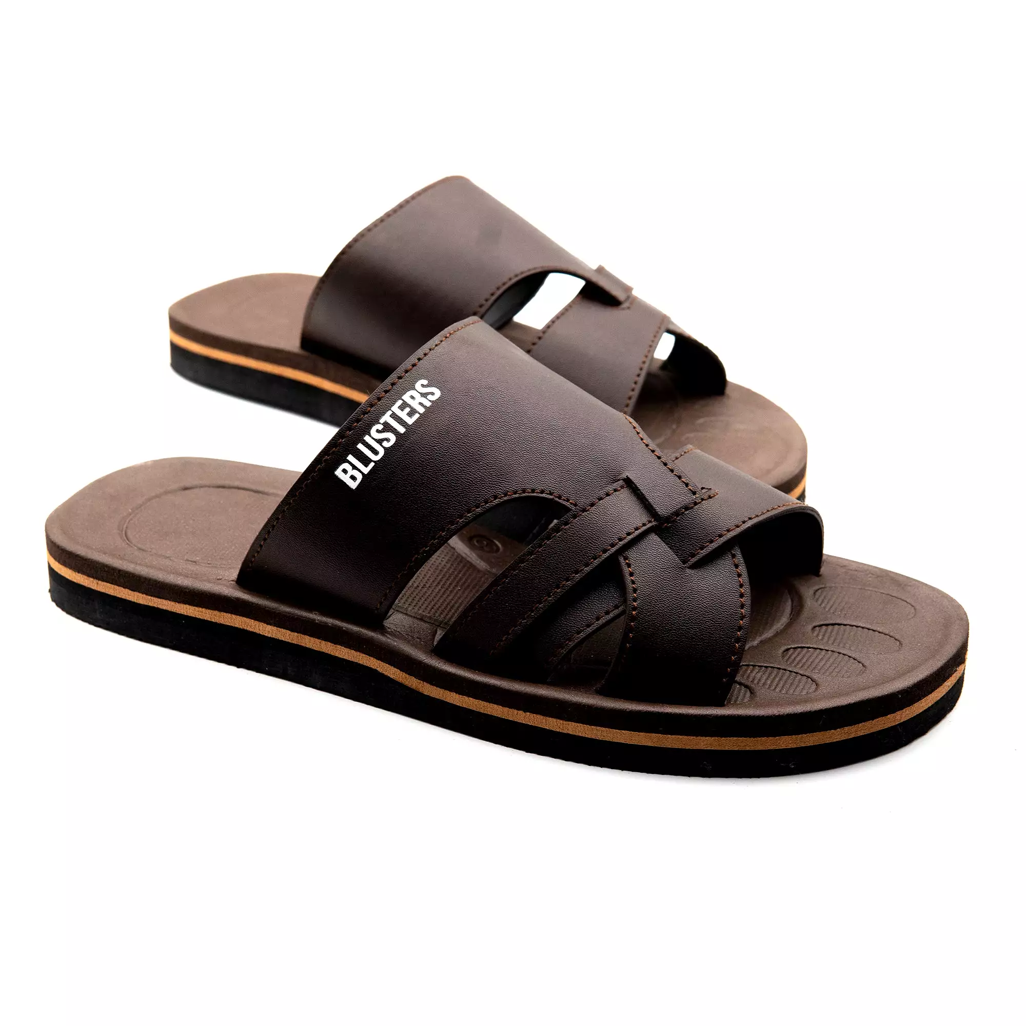 Brown Triple Cross Comfy Slippers