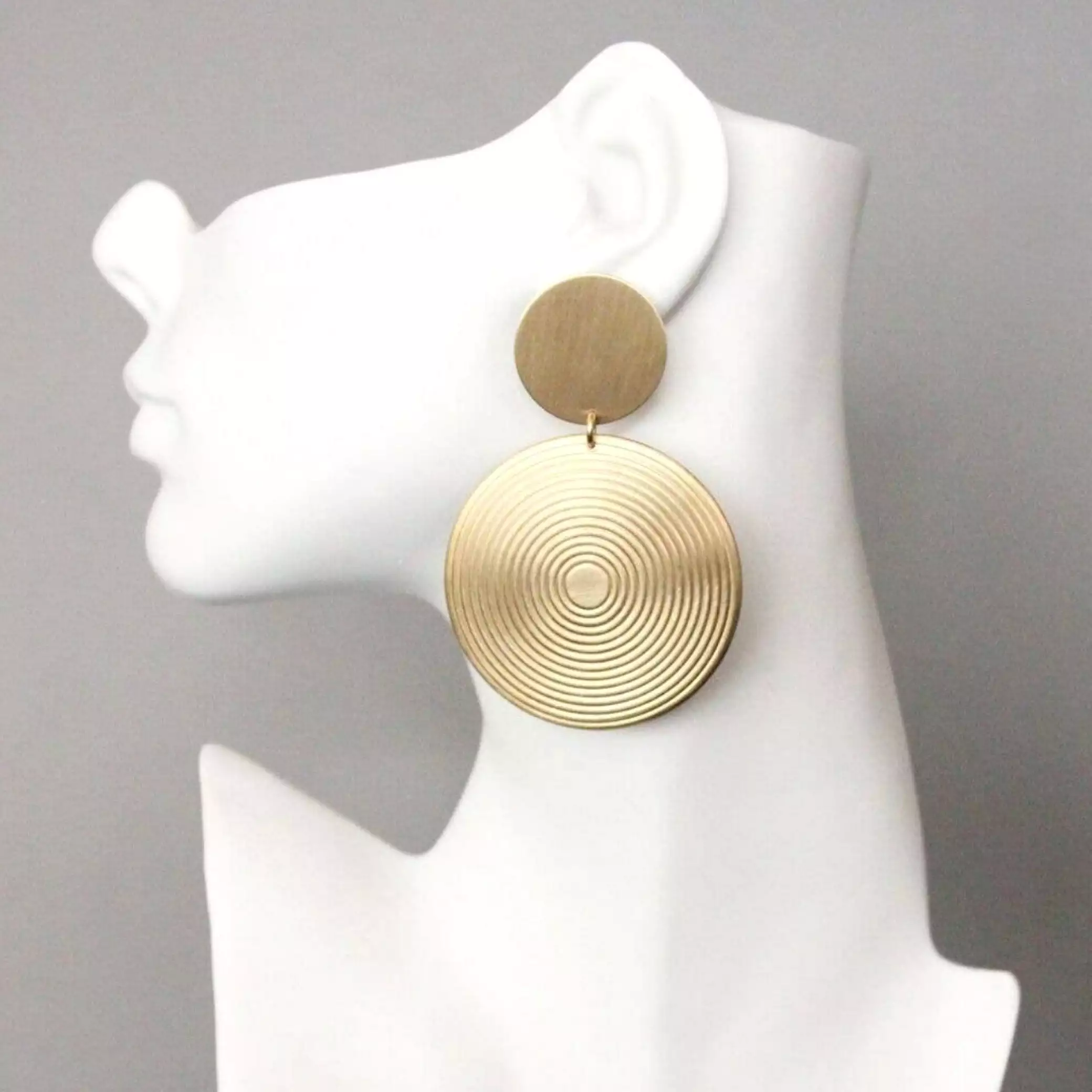 Brush Gold Circular Statement Earrings