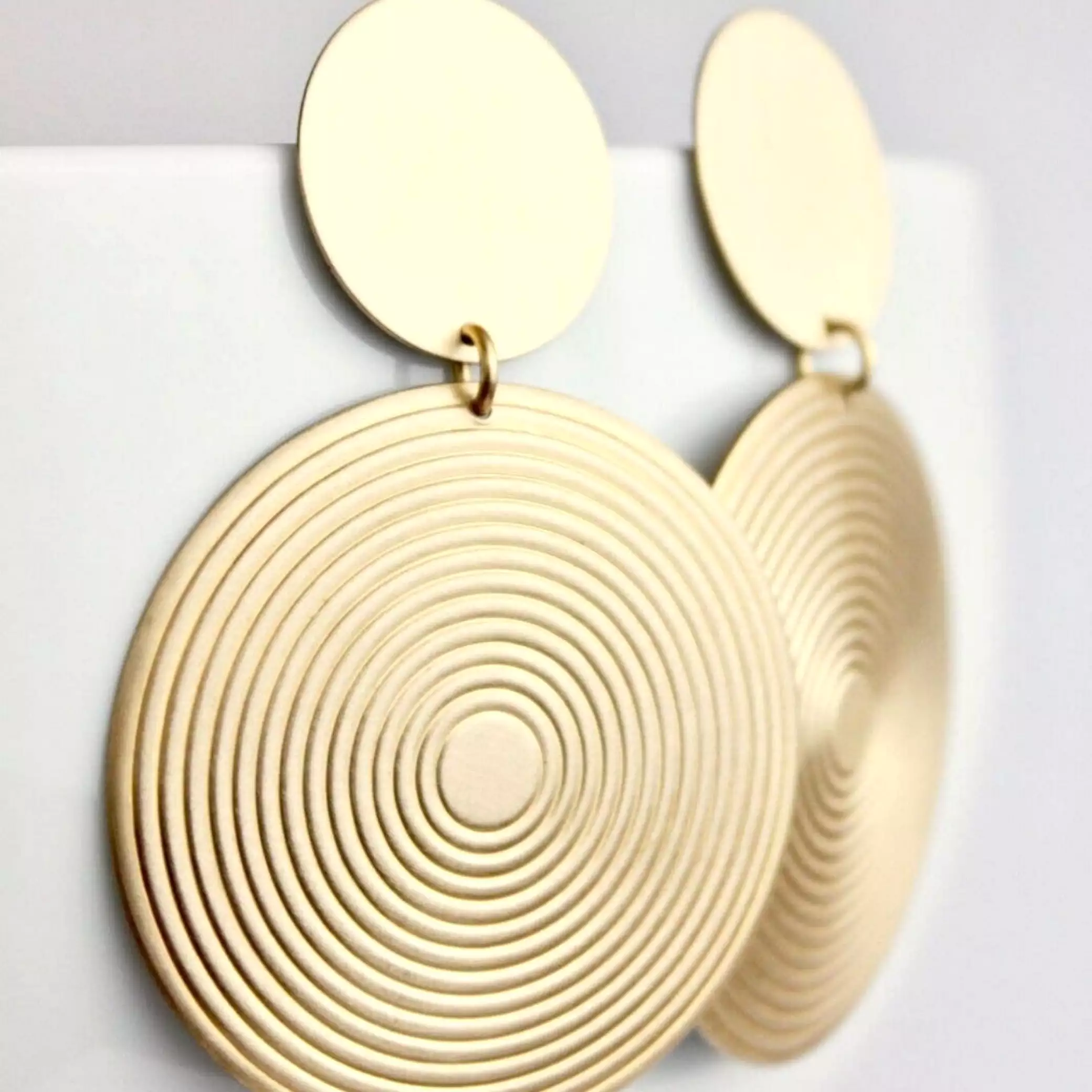 Brush Gold Circular Statement Earrings