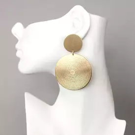 Brush Gold Circular Statement Earrings