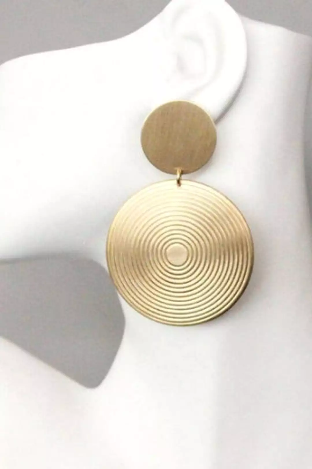 Brush Gold Circular Statement Earrings