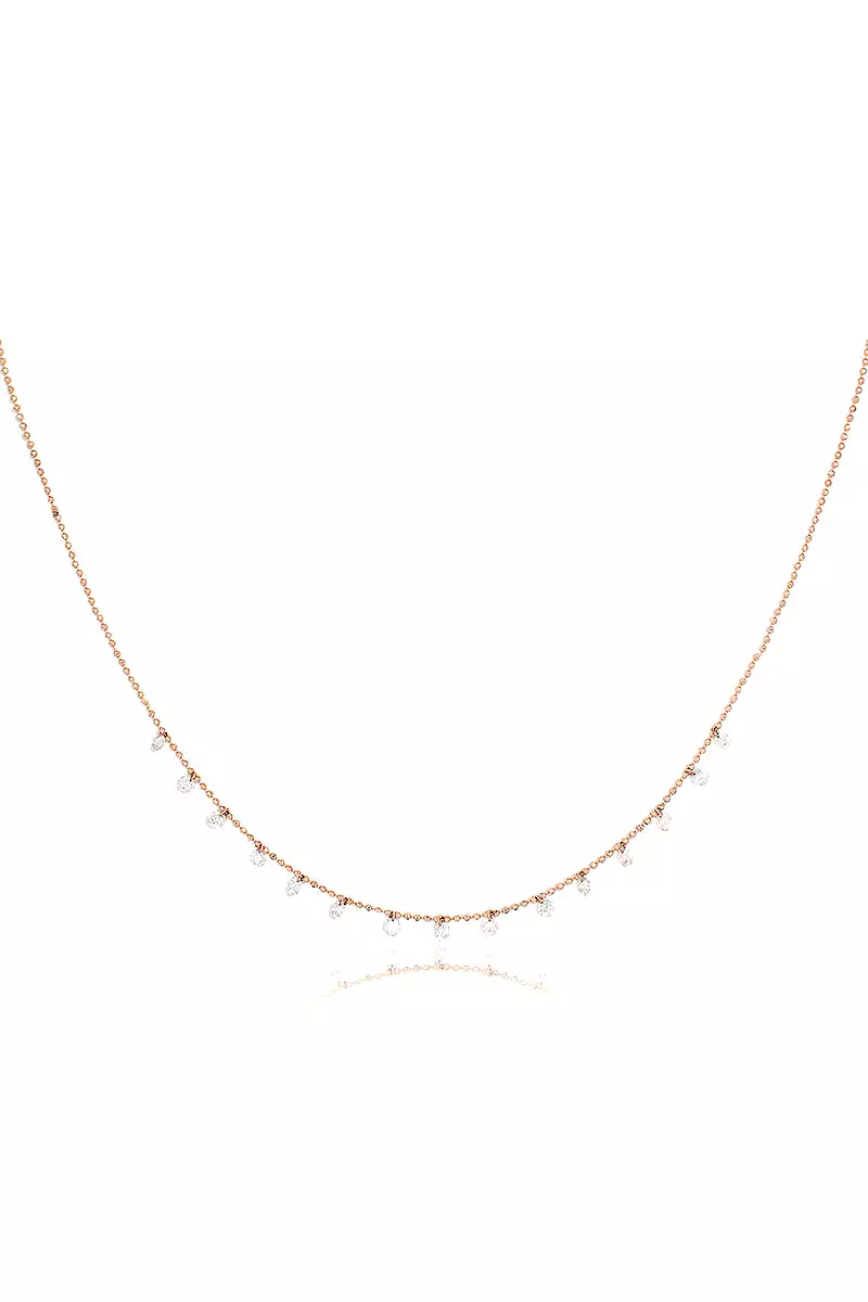 Celeste 15 Floating Diamond Necklace in Rose Gold