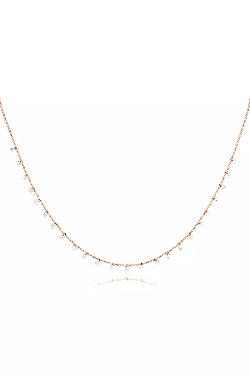 Celeste 24 Floating Diamond Necklace in Rose Gold