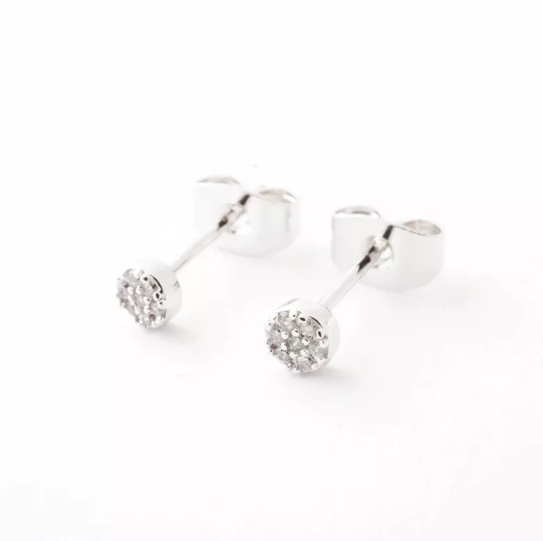 Crystal Mini Circle Silver Studs