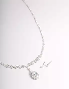 Cubic Zirconia Diamond Pear Stone Necklace Set