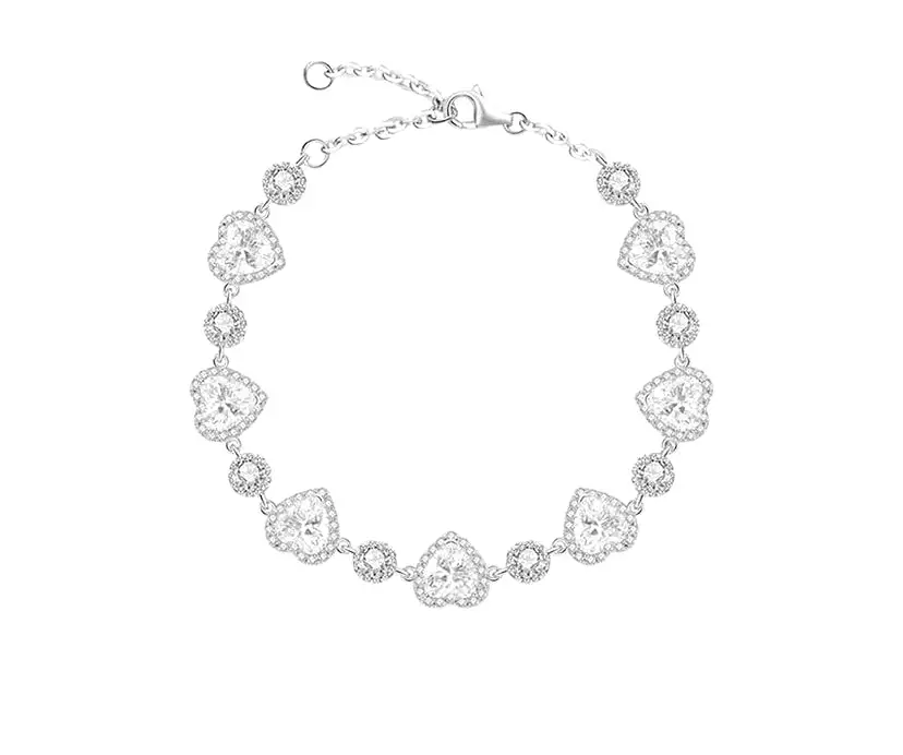 Cute Heart Bowknot Diamond Bracelet Heart Necklace - Kimi