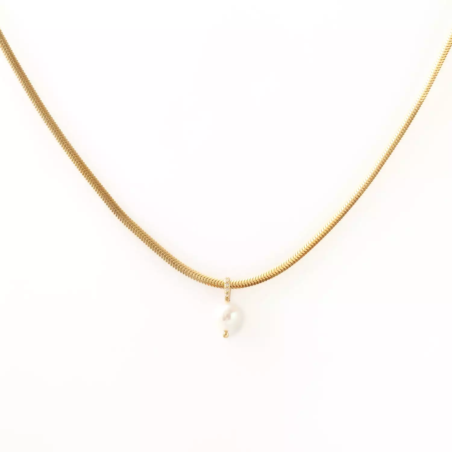 Dangling Pearl Snake Chain Necklace