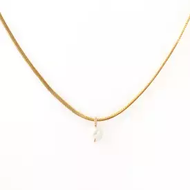 Dangling Pearl Snake Chain Necklace