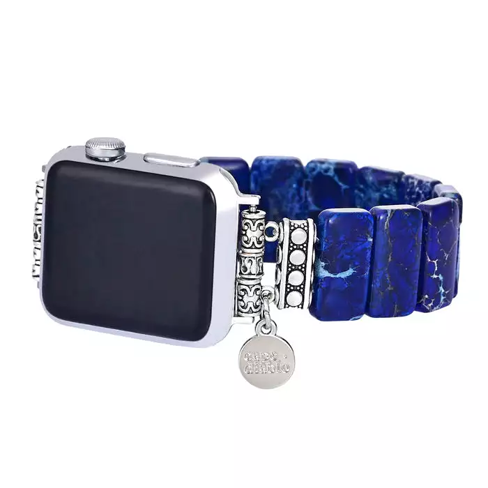 Dark Navy Tibetan Jasper Stretch Apple Watch Strap