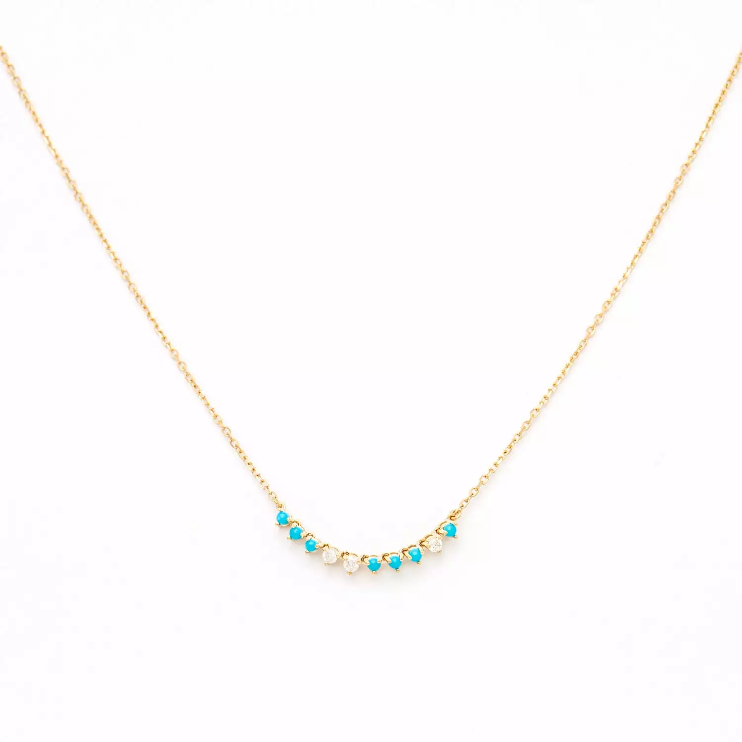 Diamond and Turquoise Rounds Chain Necklace