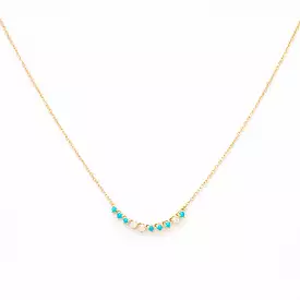 Diamond and Turquoise Rounds Chain Necklace