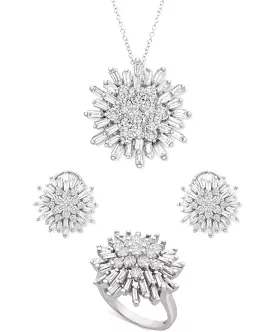 Diamond Baguette Round Diamond Cluster Jewelry Collection -S4797634